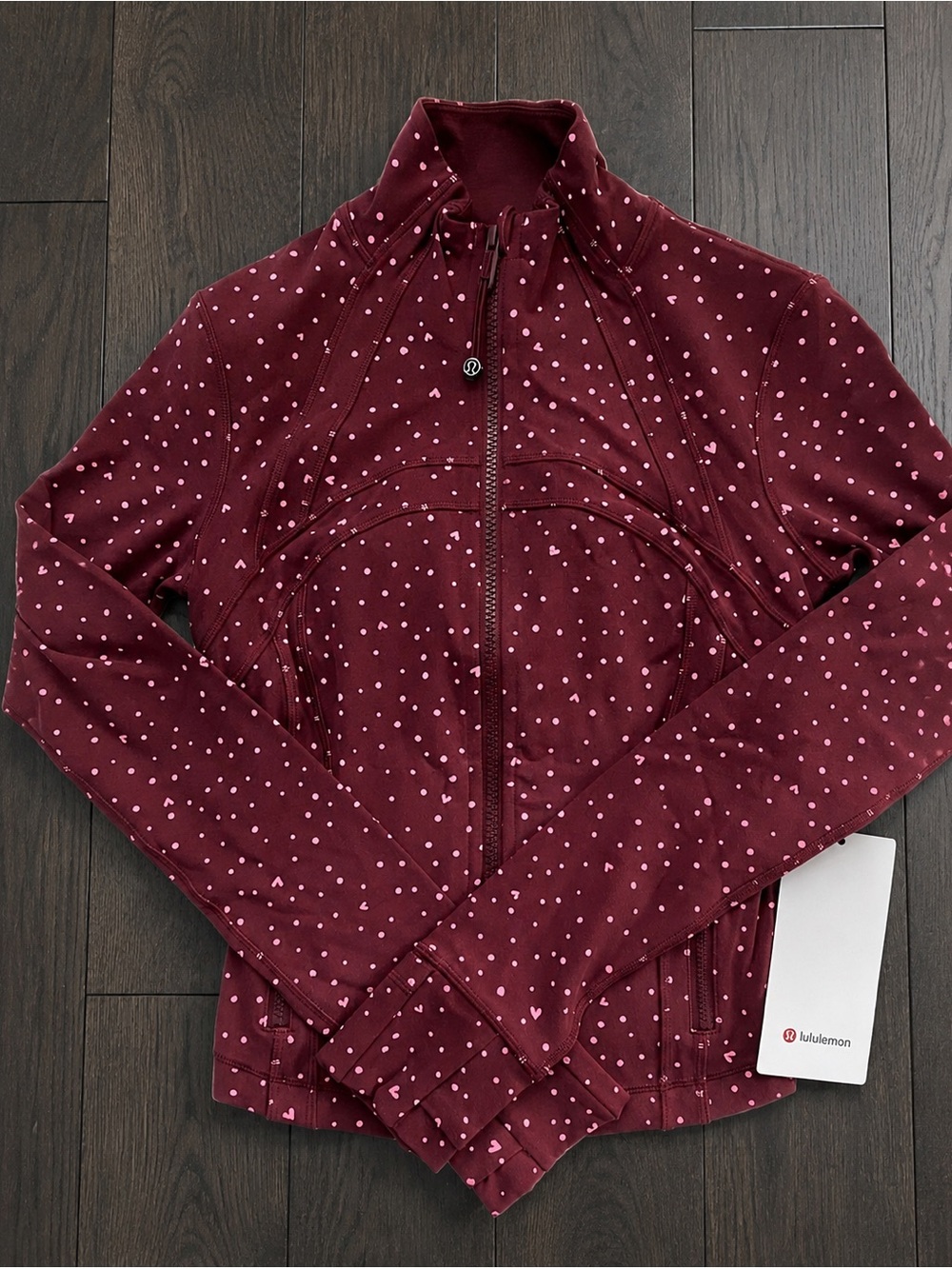 Lululemon Burgundy Scattered Hearts Define Jacket Size 10 NWT